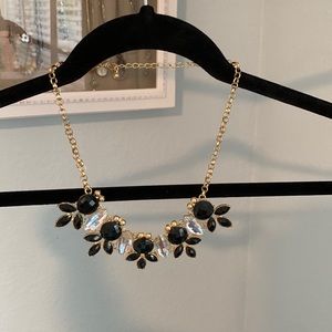 Charming Charlie Gold, Black and crystal necklace